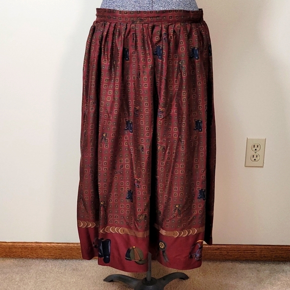 Vintage Herman Geist Equestrian Horse Theme Rayon Skirt Size 14 - Picture 8 of 14